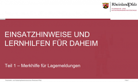 Einsatzhinweise und Lernhilfen für daheim - Teil 1